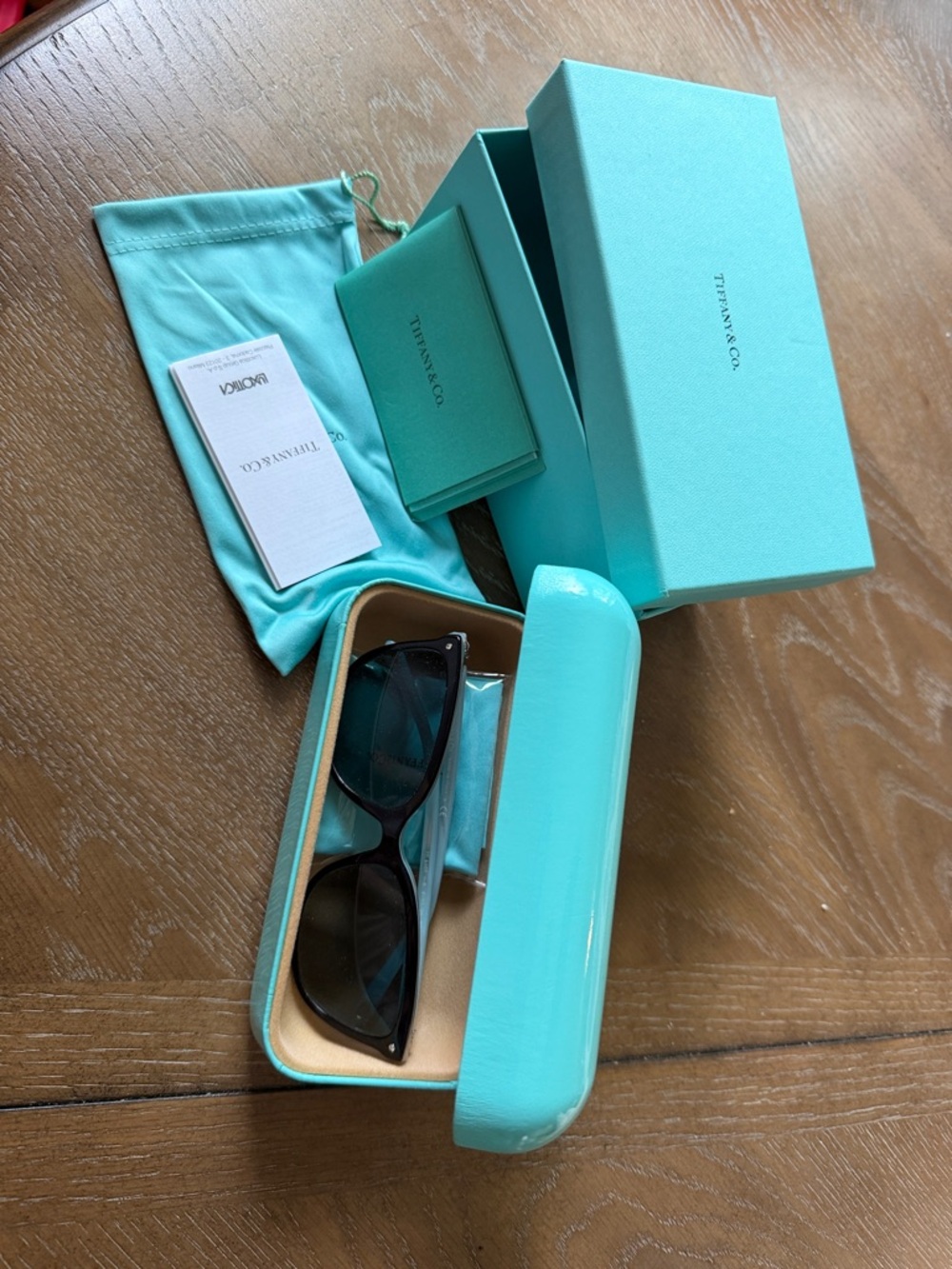 Tiffany & Co. Black Sunglasses with Tiffany Blue Case and Box